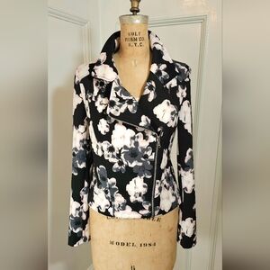 EXPRESS Asymmetrical Zip Floral Blazer Jacket – Biker Style – NWT
